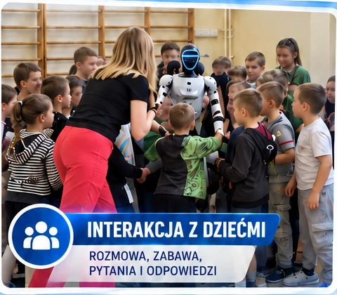 Dzieci podczas interakcji z robotem humanoidalnym